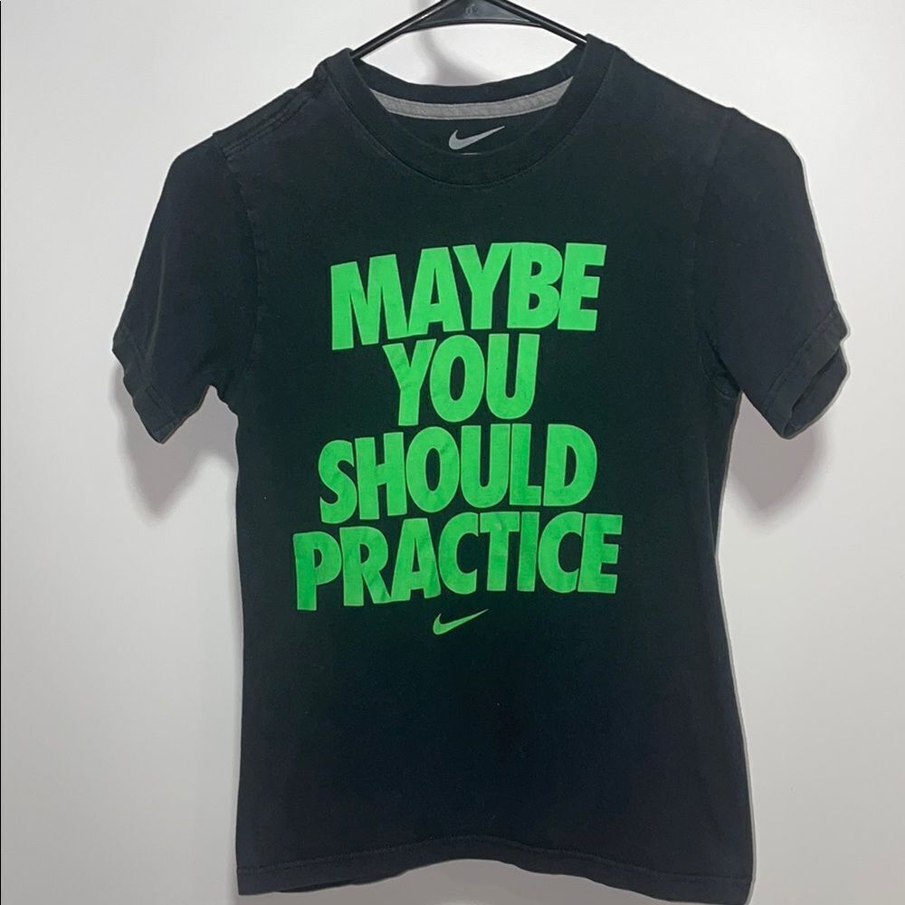 Nike Black and Green Short Sleeve Tee Bold Graphic